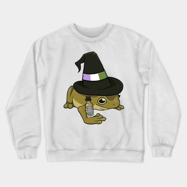 Genderqueer Pride Witch Frog Crewneck Sweatshirt by saltuurn